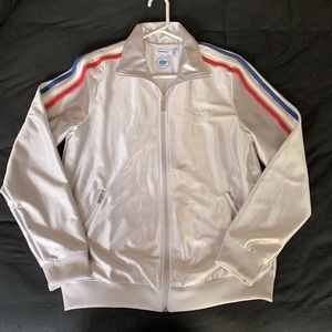 Silver Adidas track jacket medium